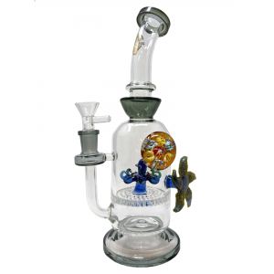 On Point Glass - 11" Octopus Honeycomb Perc Starfish Pendant Water Pipe - [ABC157]